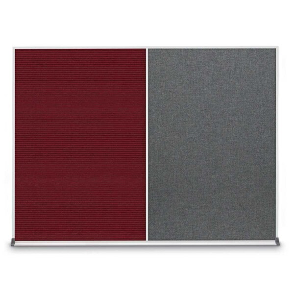 United Visual Products Triple Door Radius Plus Corkboard, 72" x UV8005PLUS-SATIN-RUBBER - main